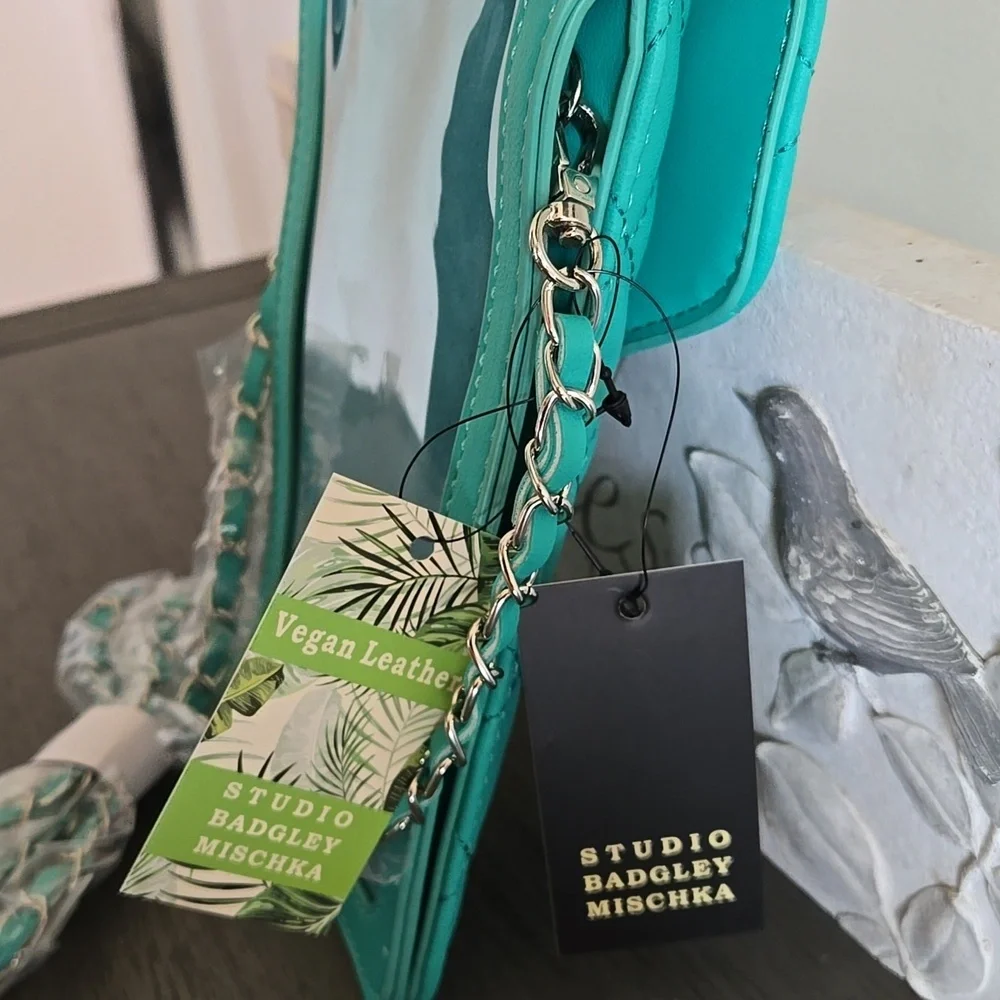 Quilted Turquoise Badgley Mischka Crossbody Phone Bag